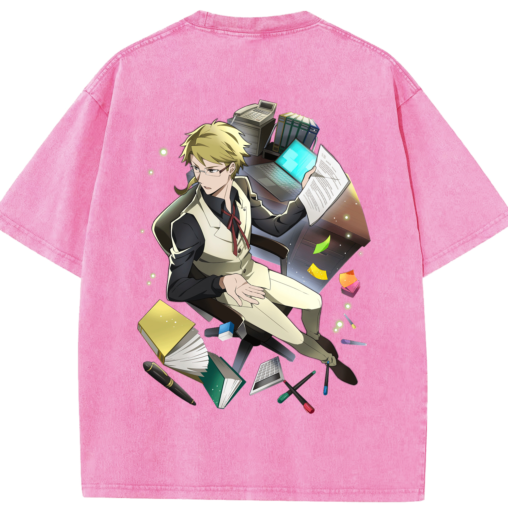 （画像用） 文豪ストレイドッグス Bungo Stray Dogs 綿100% ヴィンテージ風 半袖Tシャツ（背面プリント）